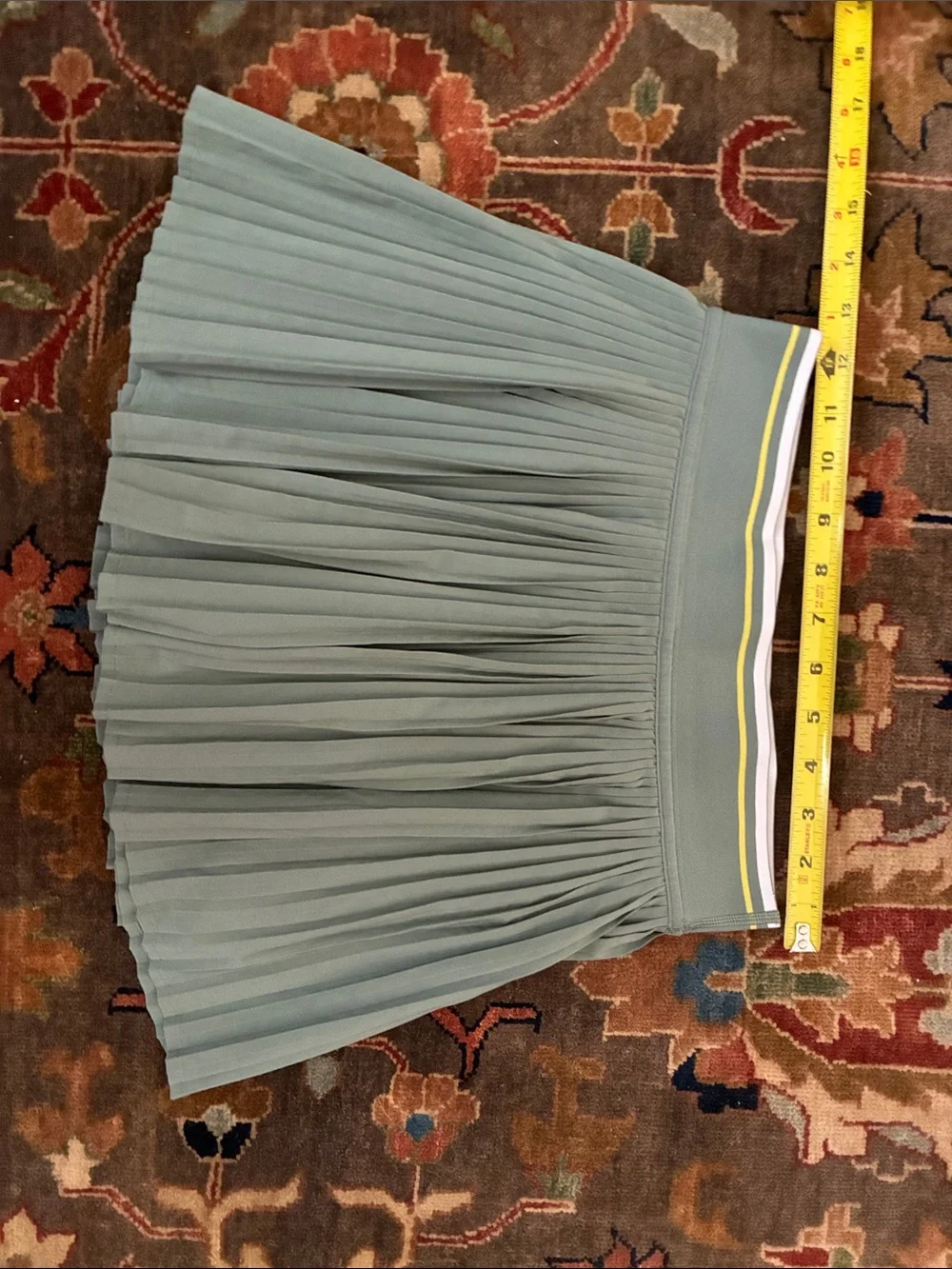 Lululemon Pleated Sage Green Skirt with Striped Waistband